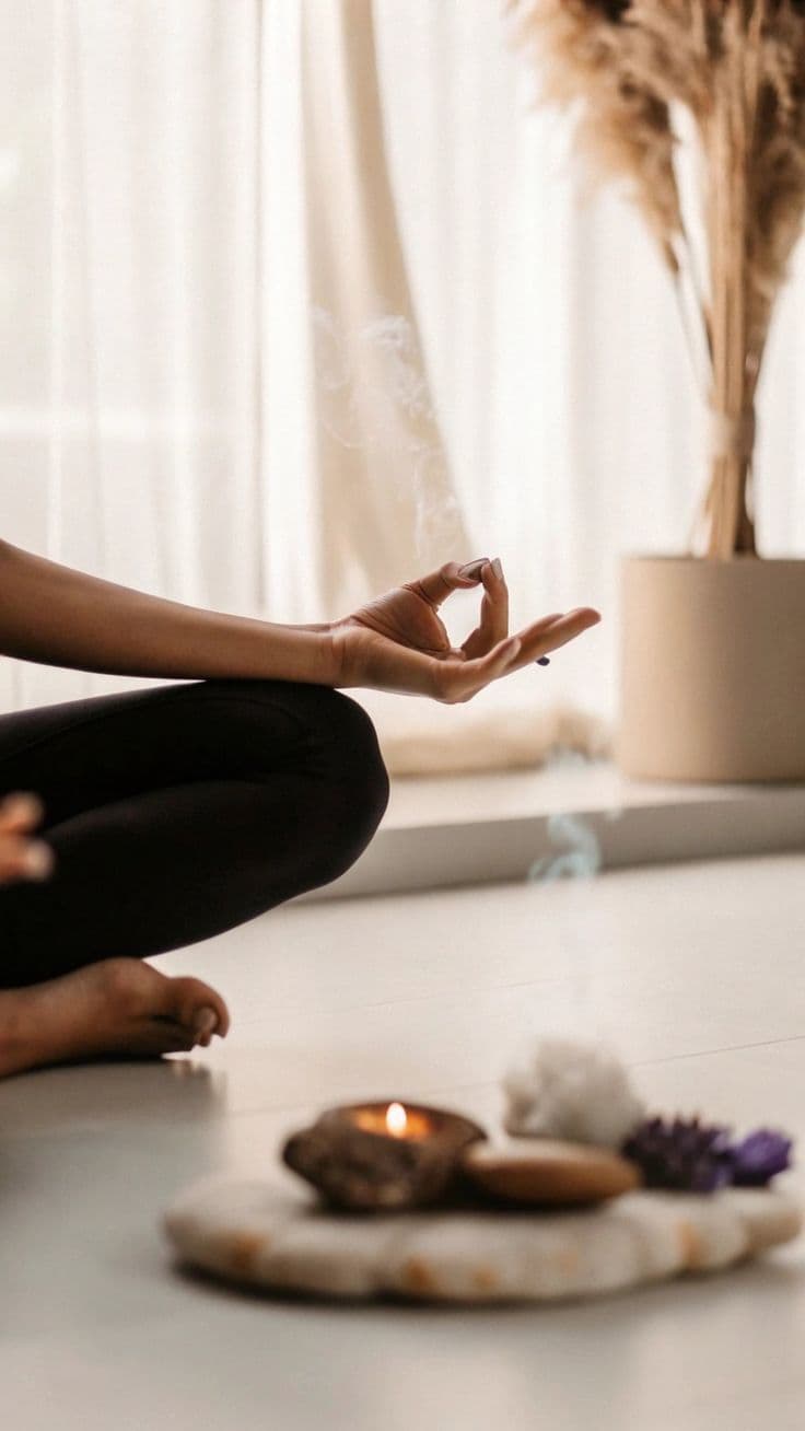 Persona asseguda meditant en silenci